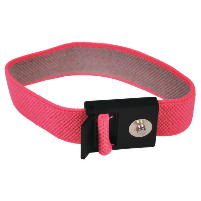 Wrist Strap Only, 4mm Snap, Adjustable, Conductive Weave, Steel, Pink